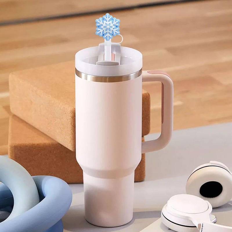 LYLYNB Christmas Straw Toppers 6Pcs Snowflake Straw Covers Reusable Drinking Straw Cover Caps Xmas Straw Topper Cute Design Snow Straw Tips Lids 10mm Christmas Straw Cover Set, Stanley Cup Accessories - Image 2